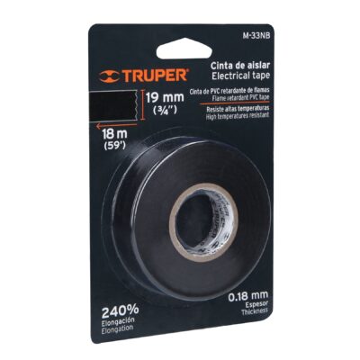 Cinta de aislar de 18 m x 19 mm, negra en blíster