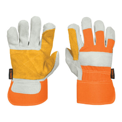 Guantes de carnaza y loneta, con refuerzo, unitalla