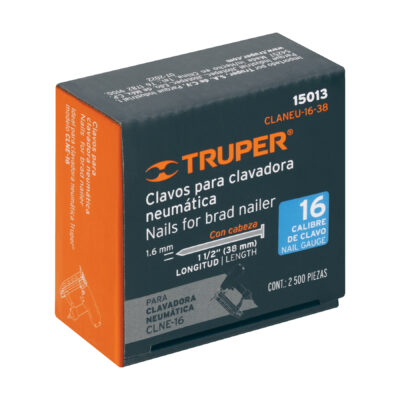 Caja con 2500 clavos calibre 16, 38 mm para CLNE-16