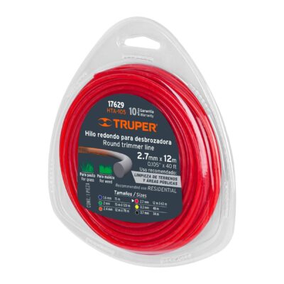 Hilo redondo para desbrozadora, 12 m largo, 2.7 mm