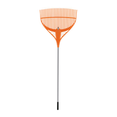 Escoba plástica flex. para jardín, 26 dientes, mango acero 54?