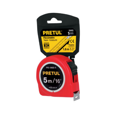 Flexómetro rojo 5 m cinta 19 mm, en tarjeta
